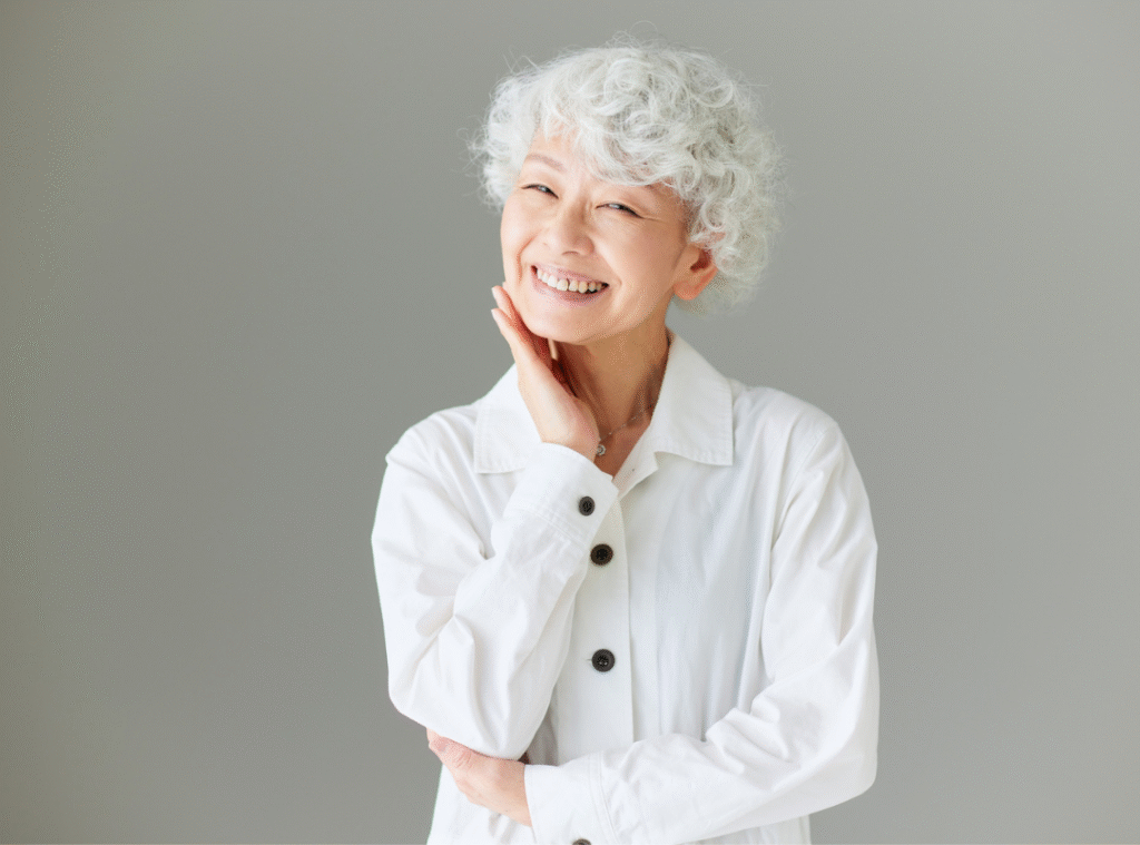 Medium Layered Style With Bangs for seniors